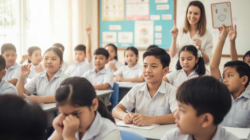 Trẻ ngại nói tiếng Anh trong lớp học nhóm đông người.