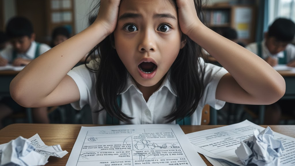 Trẻ hoảng loạn vì không kịp giờ khi làm bài thi Flyers.