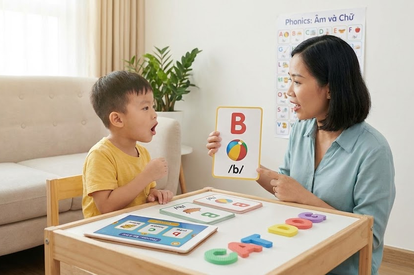 bé học chữ cái