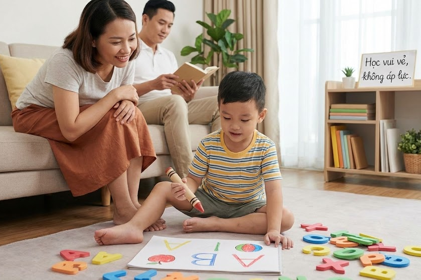bé học chữ cái