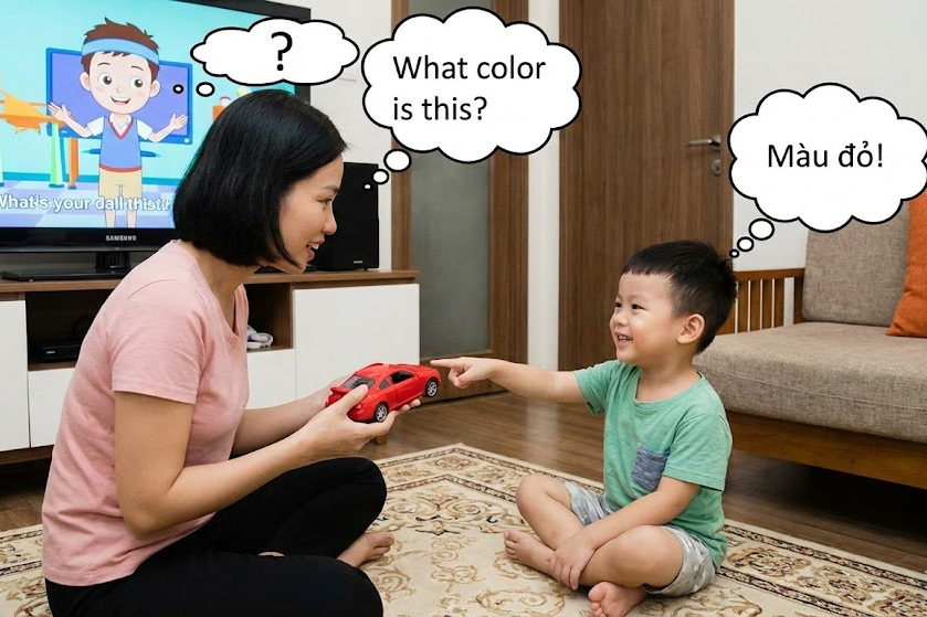 bé học tiếng anh