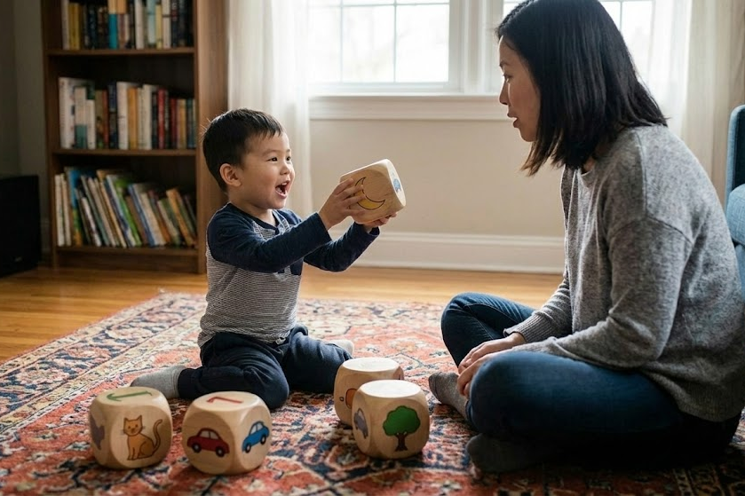 Để phát triển kỹ năng nói và tư duy sáng tạo, Storytelling Cubes là một công cụ hỗ trợ đắc lực