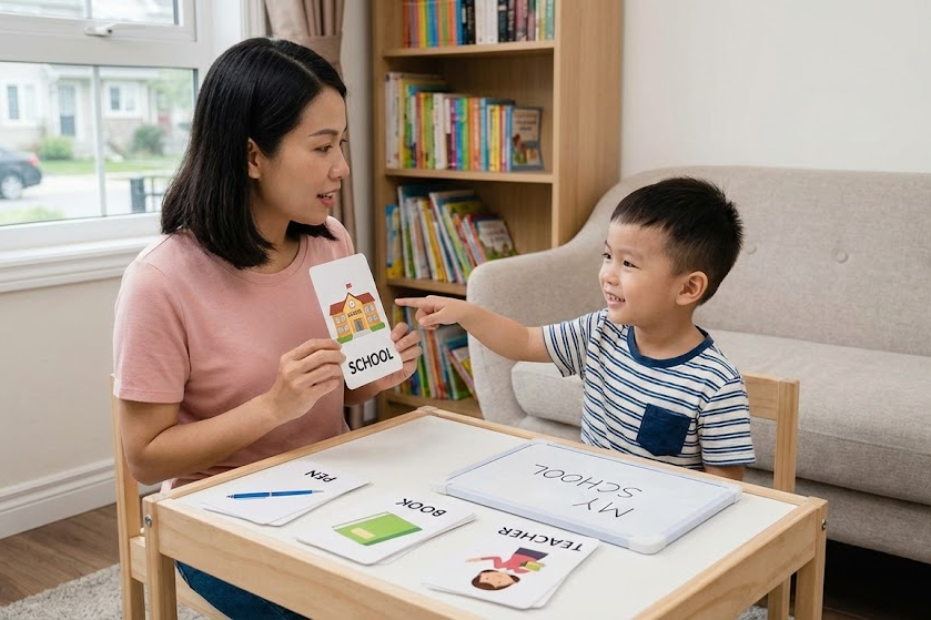 Não bộ của trẻ nhỏ ghi nhớ thông tin thông qua cơ chế liên tưởng hình ảnh và bối cảnh.