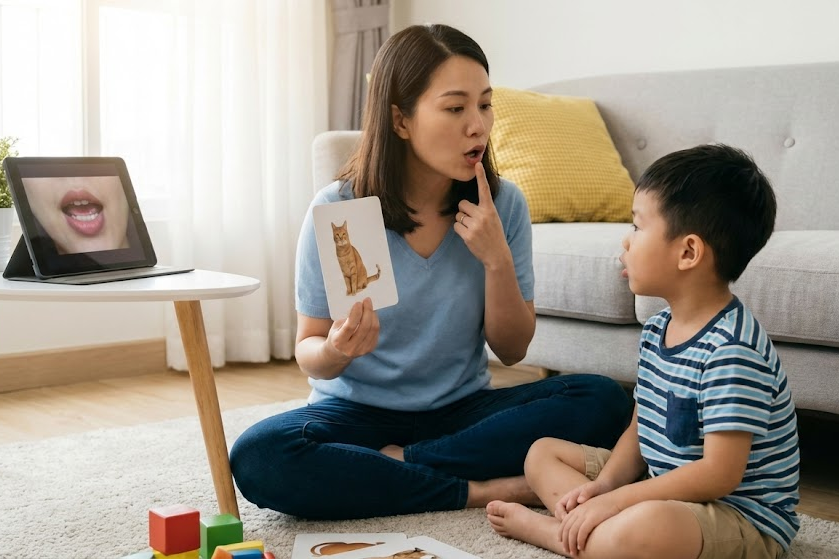 trẻ học phát âm tiếng anh