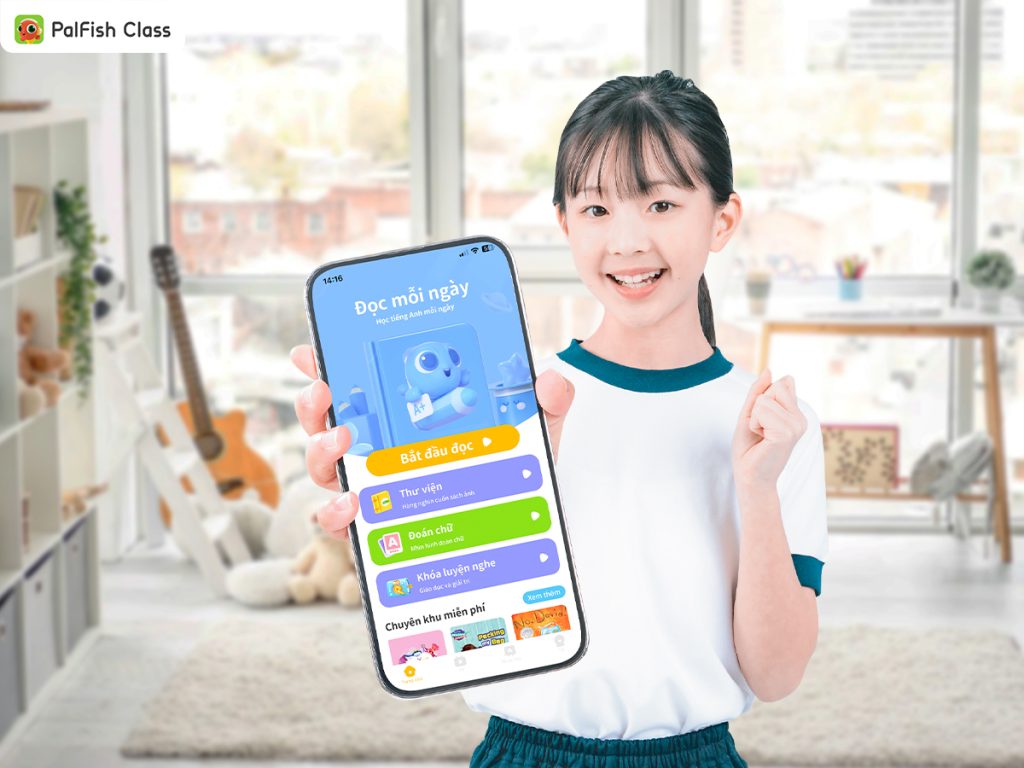 Bé kết hợp app học tiếng Anh cho bé và buổi học thử cùng PalFish