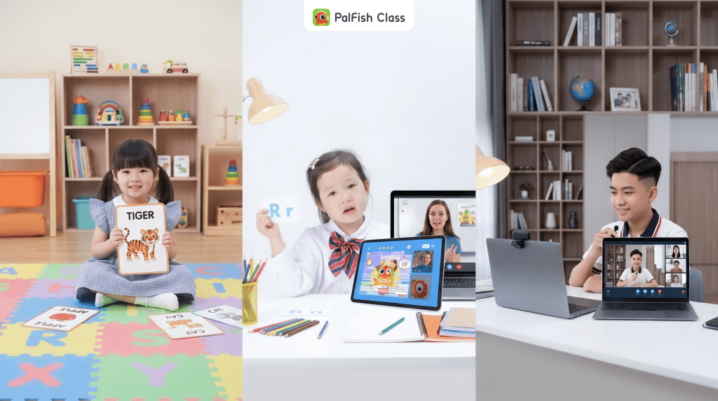 Bé lớp 1 vui vẻ sau buổi học thử tiếng Anh giao tiếp cho trẻ lớp 1